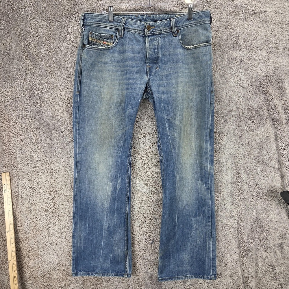 Diesel Jeans Mens 34x30 Blue Zatiny Regular Bootcut Medium Wash Button Fly 0888B